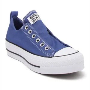 Converse All Star Lift Platform Slip On Blue Shoes